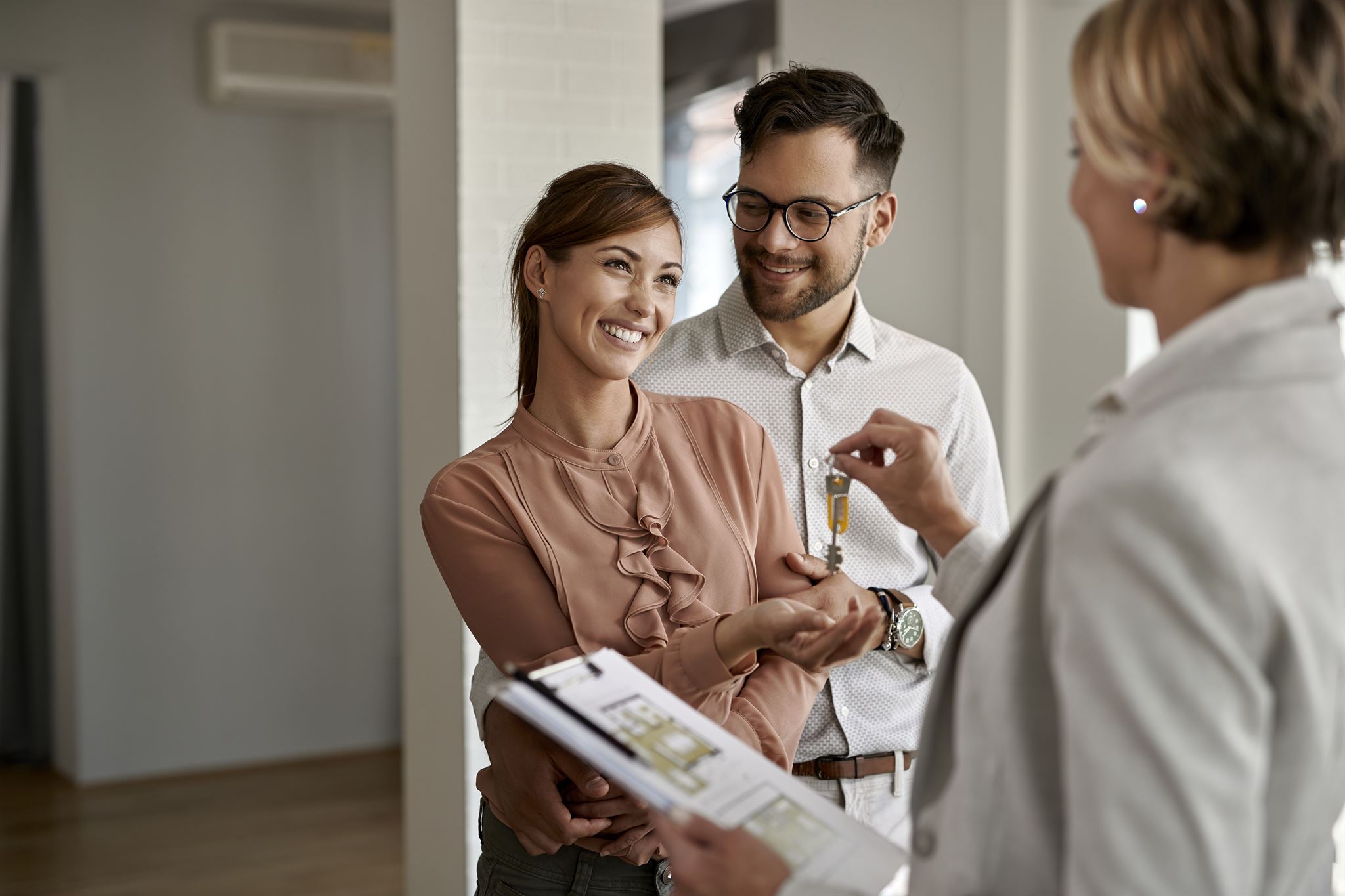 Confident salesperson presenting to clients
